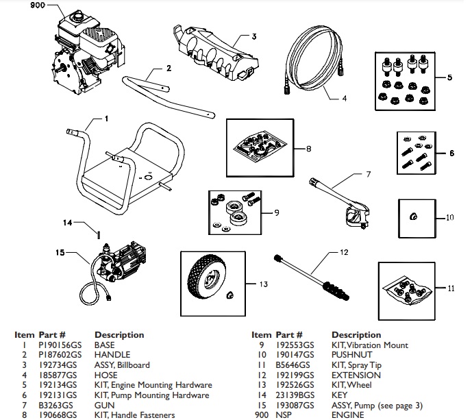 B & S Model 1806-0 parts & pump 193087GS rebuild kits